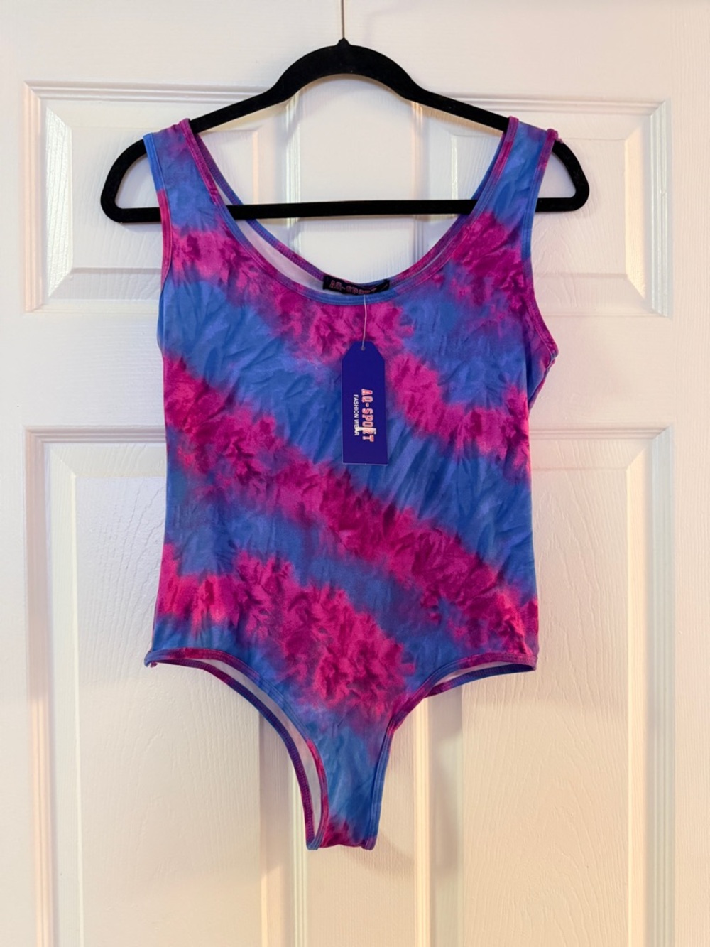 Tie-Dye Scoop Neck One-Piece bodysuit - Blue & Pink
